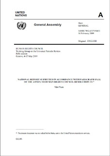 Vietnam’s National report for UPR (A/HRC/WG.6/5/VNM/1)