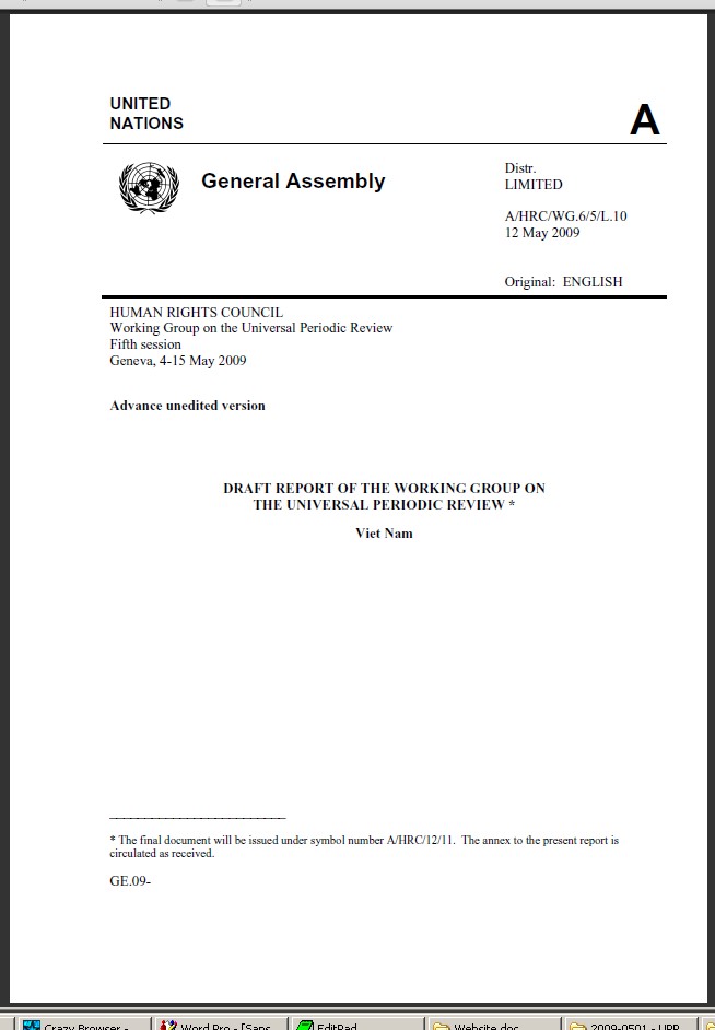 Report of the UPR Working group (A/HRC/WG.6/5/L.10)