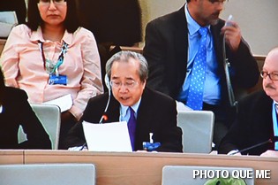 Ông Võ Văn Ái tố cáo Hà Nội trước Hội đồng Nhân quyền LHQ ở Genève – Photo Quê Mẹ