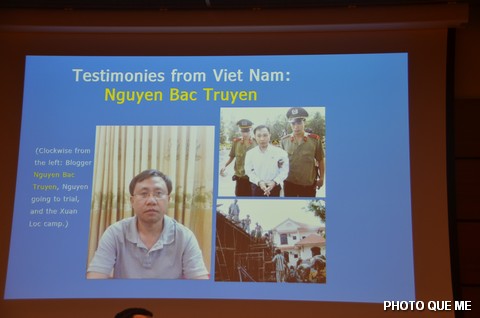 Présentation du blogueur vietnamien Nguyen Bac Truyen lors de son témoignage audio - Photo Que Me