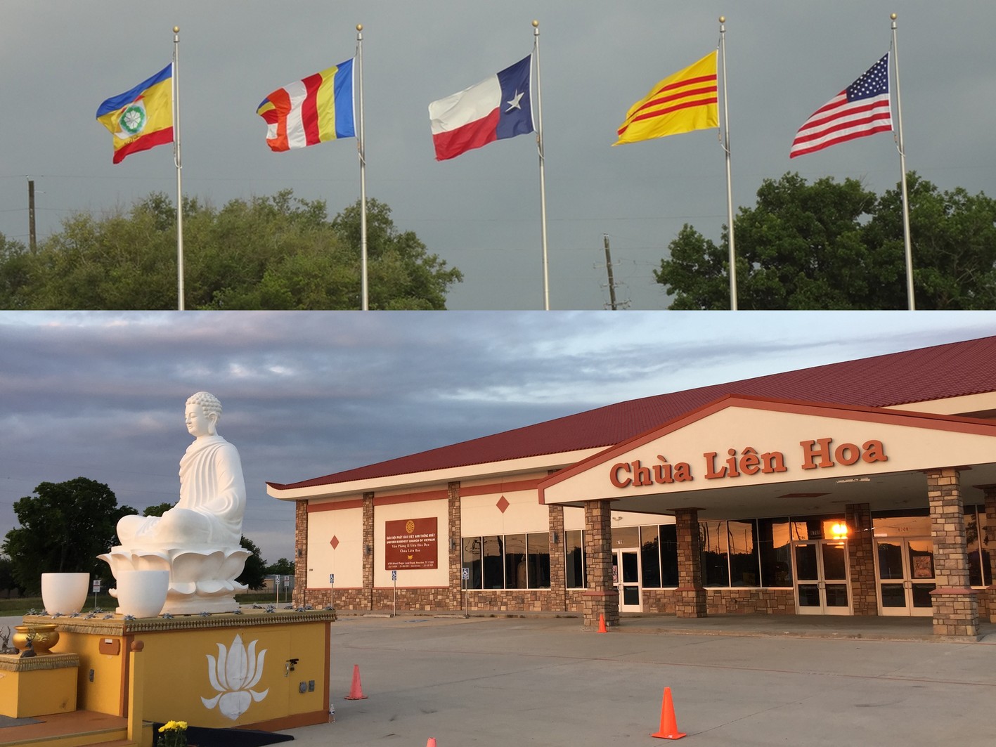 Hội trường Chùa Liên Hoa vừa xây cất xong trước ngày Phật Đản
